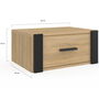 Voir la diapositive 5 : ID MARKET Lot de 2 tables de chevet murales ONYX 1 tiroir étagère suspendue bois et noir