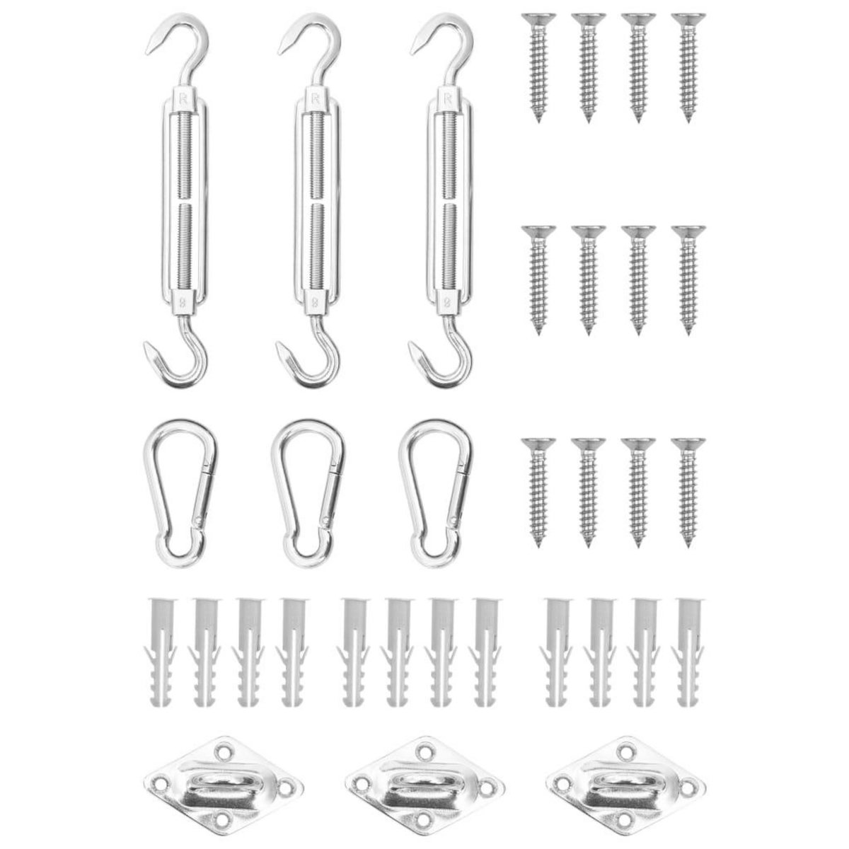 VIDAXL Jeu d'accessoires de voile d'ombrage 9 pcs Acier inoxydable