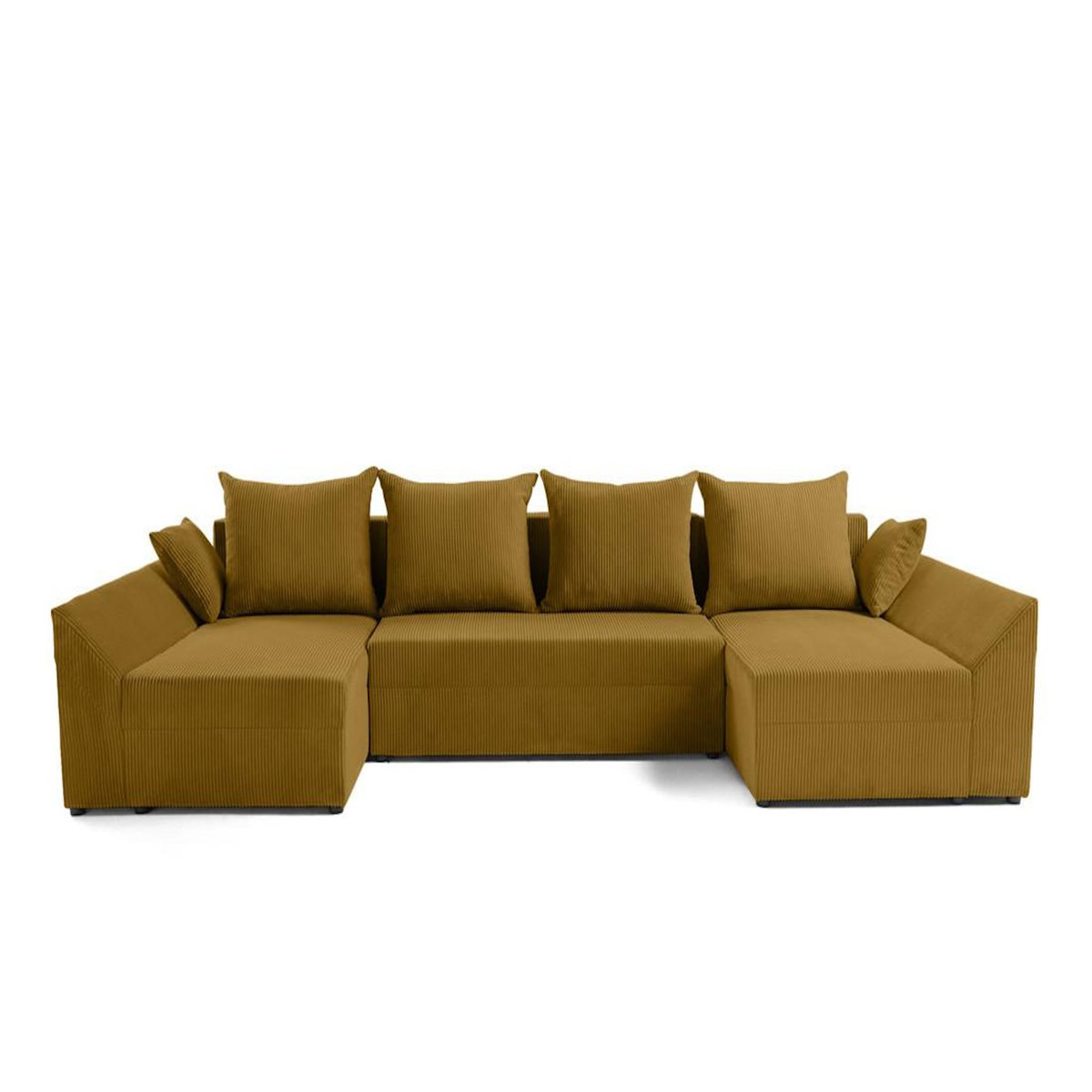 BEST MOBILIER Mike - canapé panoramique en u - 7 places - convertible avec coffre - en velours côtelé