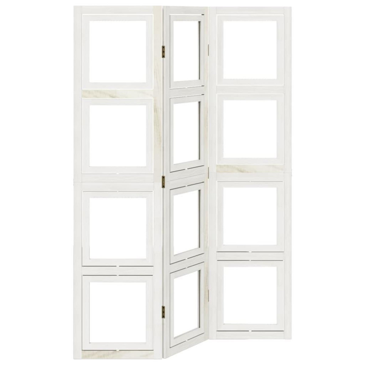VIDAXL Cloison de separation 3 panneaux blanc bois de paulownia massif
