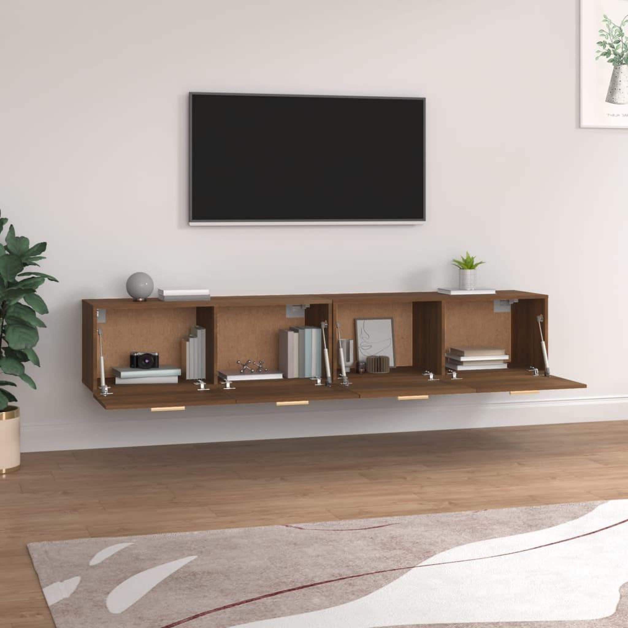 Voir la diapositive 3 : VIDAXL Armoires murales 2 pcs Chene marron 100x36,5x35 cm