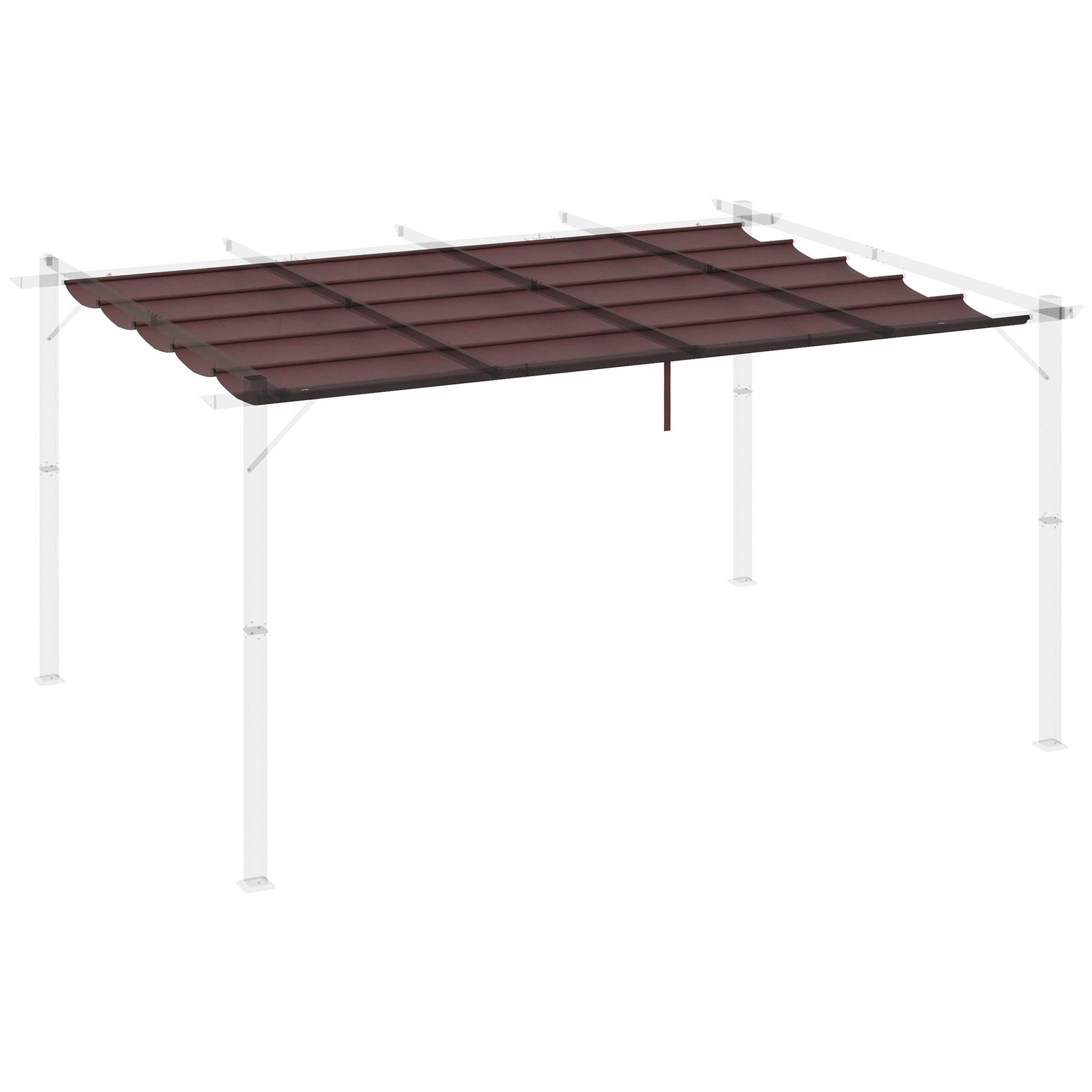 OUTSUNNY Toile de rechange pour pergola rétractable 4 x 3 m polyester haute densité 180 g/m² imperméabilisé chocolat