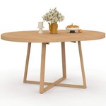 ID MARKET Table à manger extensible ronde SELMA 4-8 personnes bois effet hêtre 110-150 cm