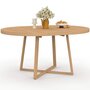 Voir la diapositive 1 : ID MARKET Table à manger extensible ronde SELMA 4-8 personnes bois effet hêtre 110-150 cm