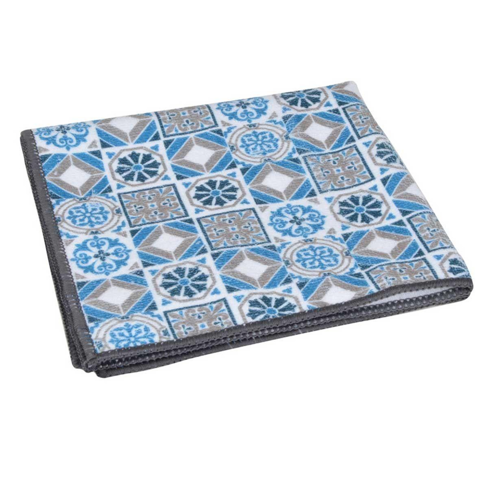 HOMEA Torchon  carreaux de ciment  40x40cm bleu & gris