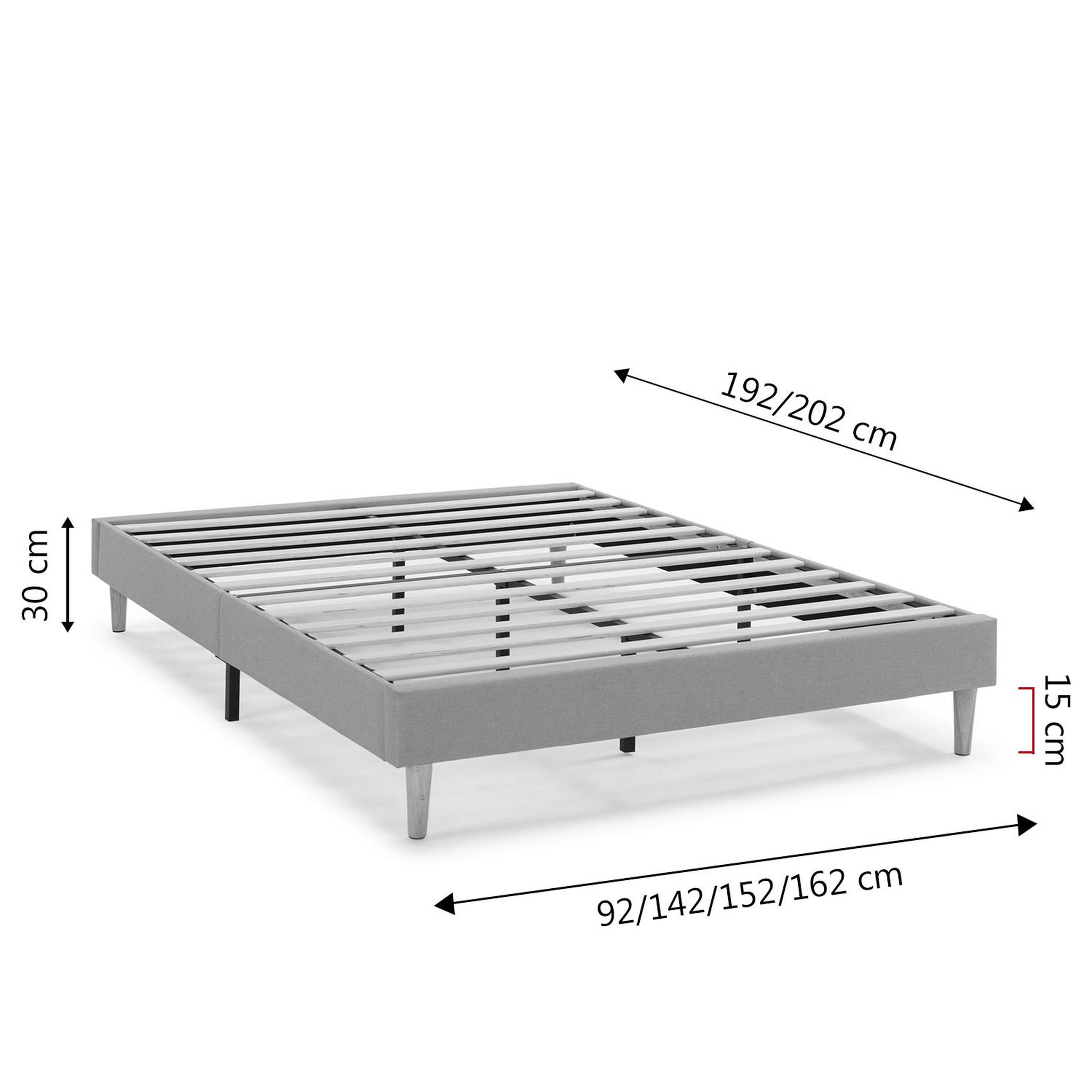 Voir la diapositive 5 : VS VENTA-STOCK Sommier tapissier Aura 140x200 cm  Gris clair, Hauteur 30 cm