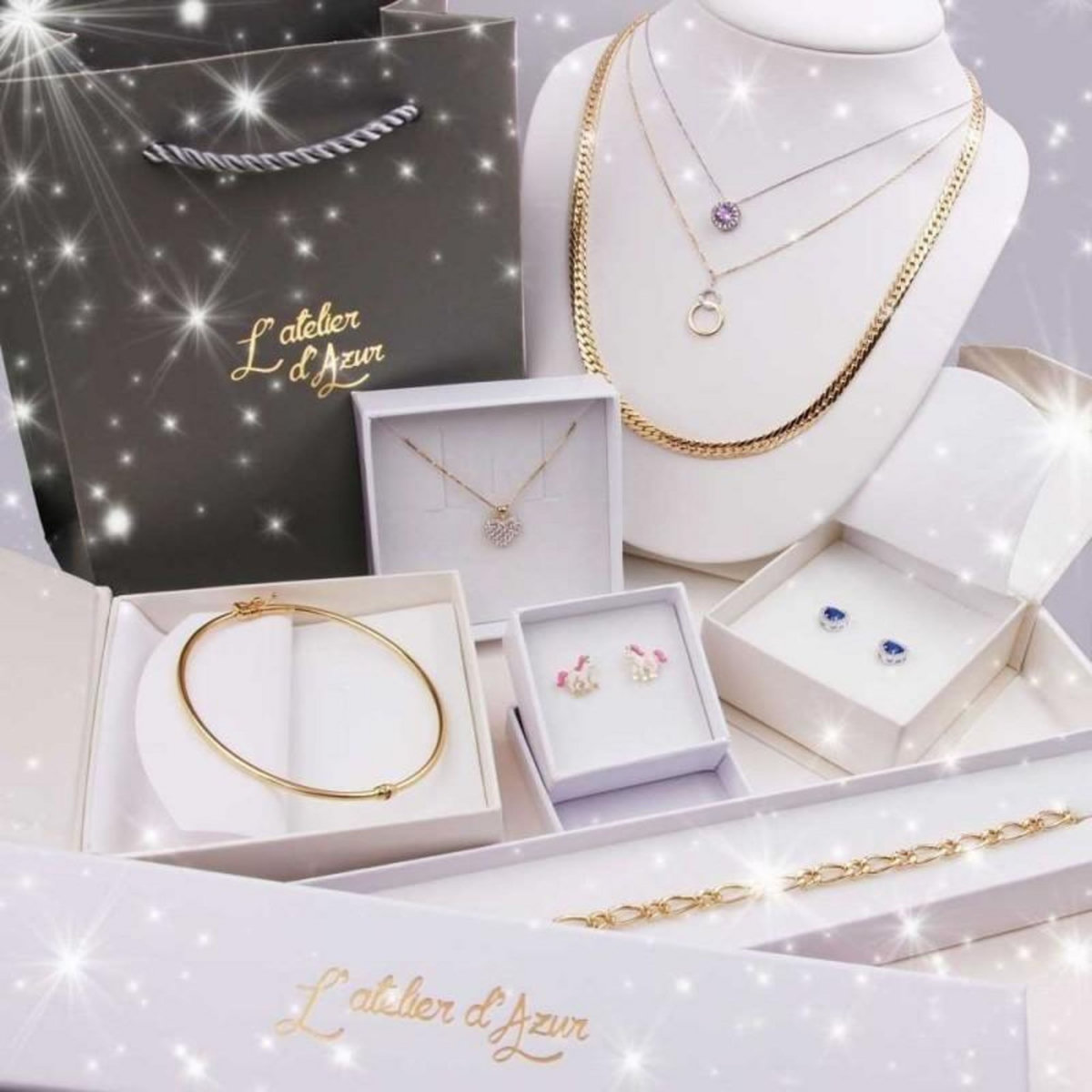 L'ATELIER D'AZUR Boucles d'Oreilles Ourson - Or Jaune - Enfant