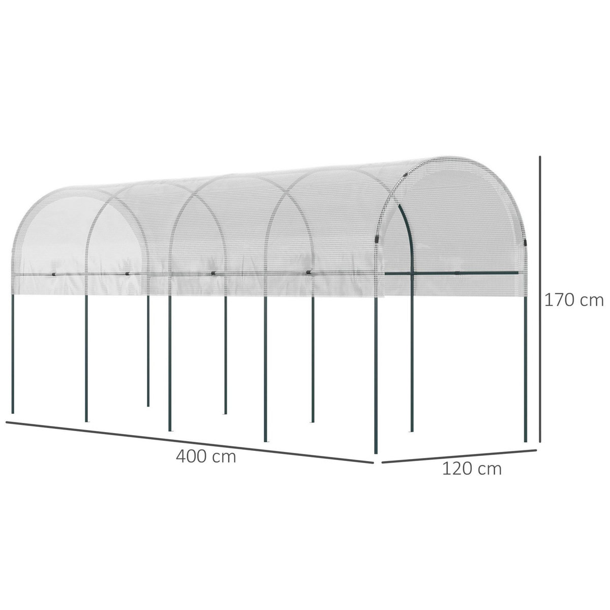OUTSUNNY Serre de jardin serre à tomates dim. 4L x 1,2l x 1,7H m acier thermolaqué vert PE haute densité blanc