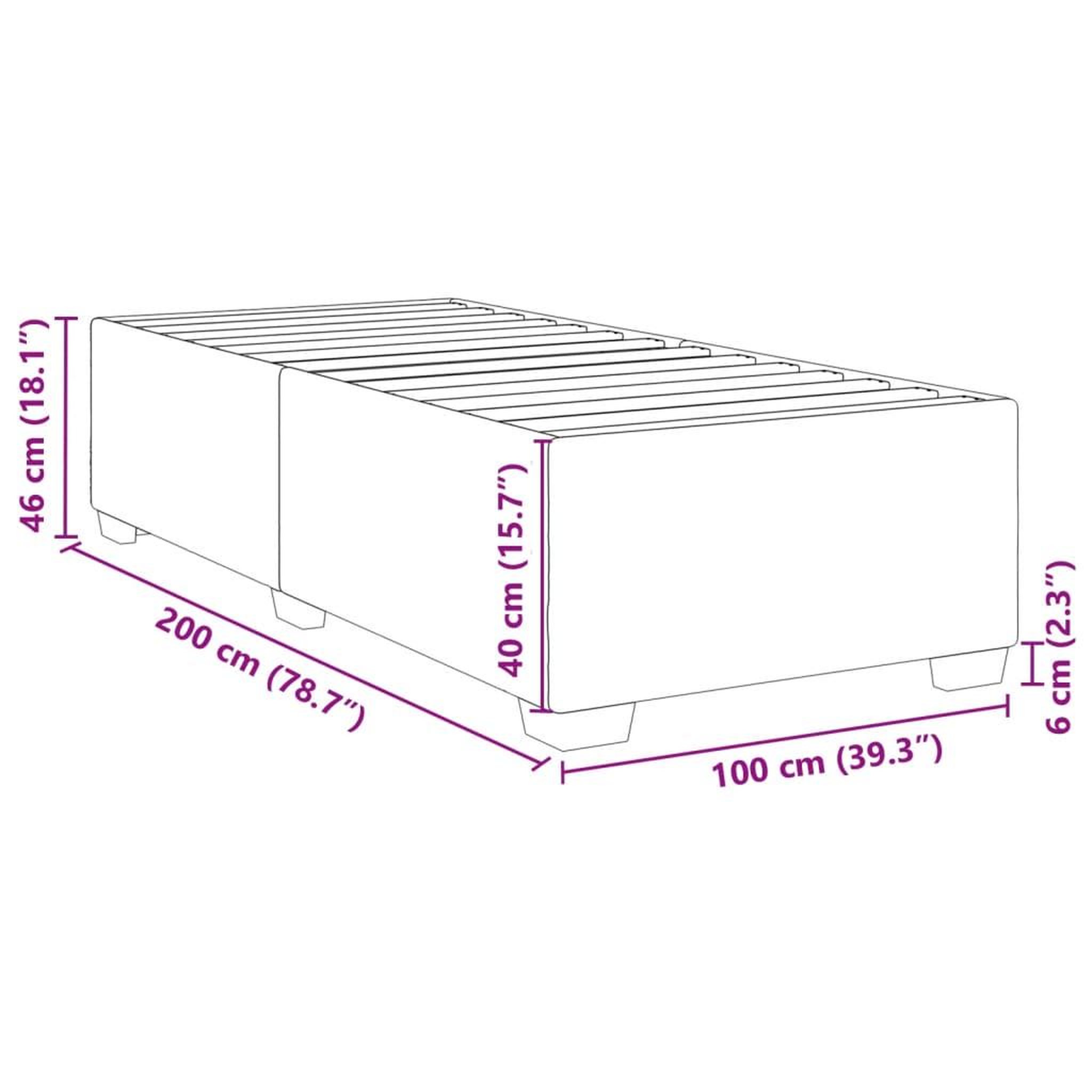 Voir la diapositive 6 : VIDAXL Cadre de lit sans matelas bleu 100x200 cm tissu