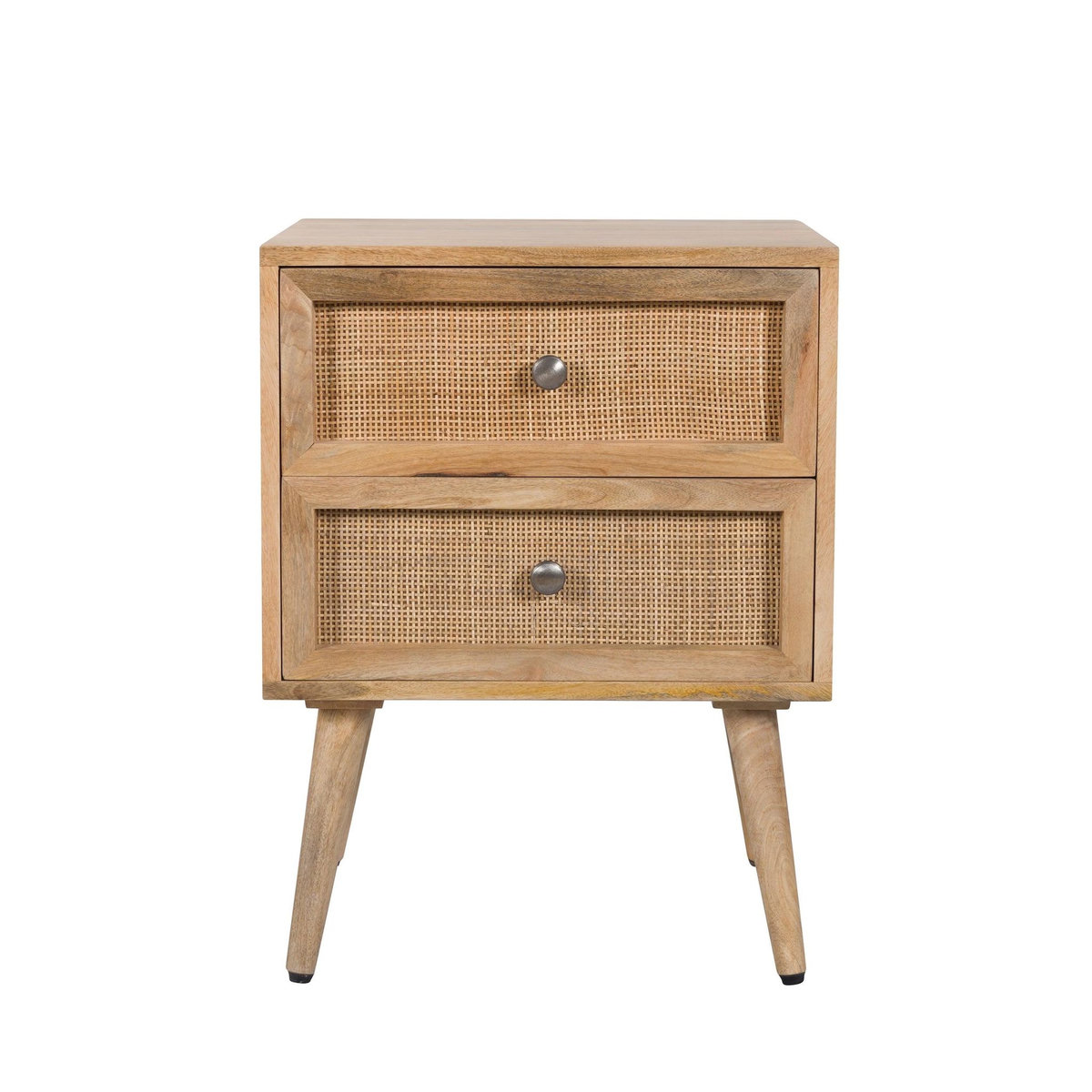 Rendez vous déco Table de chevet 2 tiroirs en cannage et bois de manguier-Cody