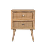 Rendez vous déco Table de chevet 2 tiroirs en cannage et bois de manguier-Cody