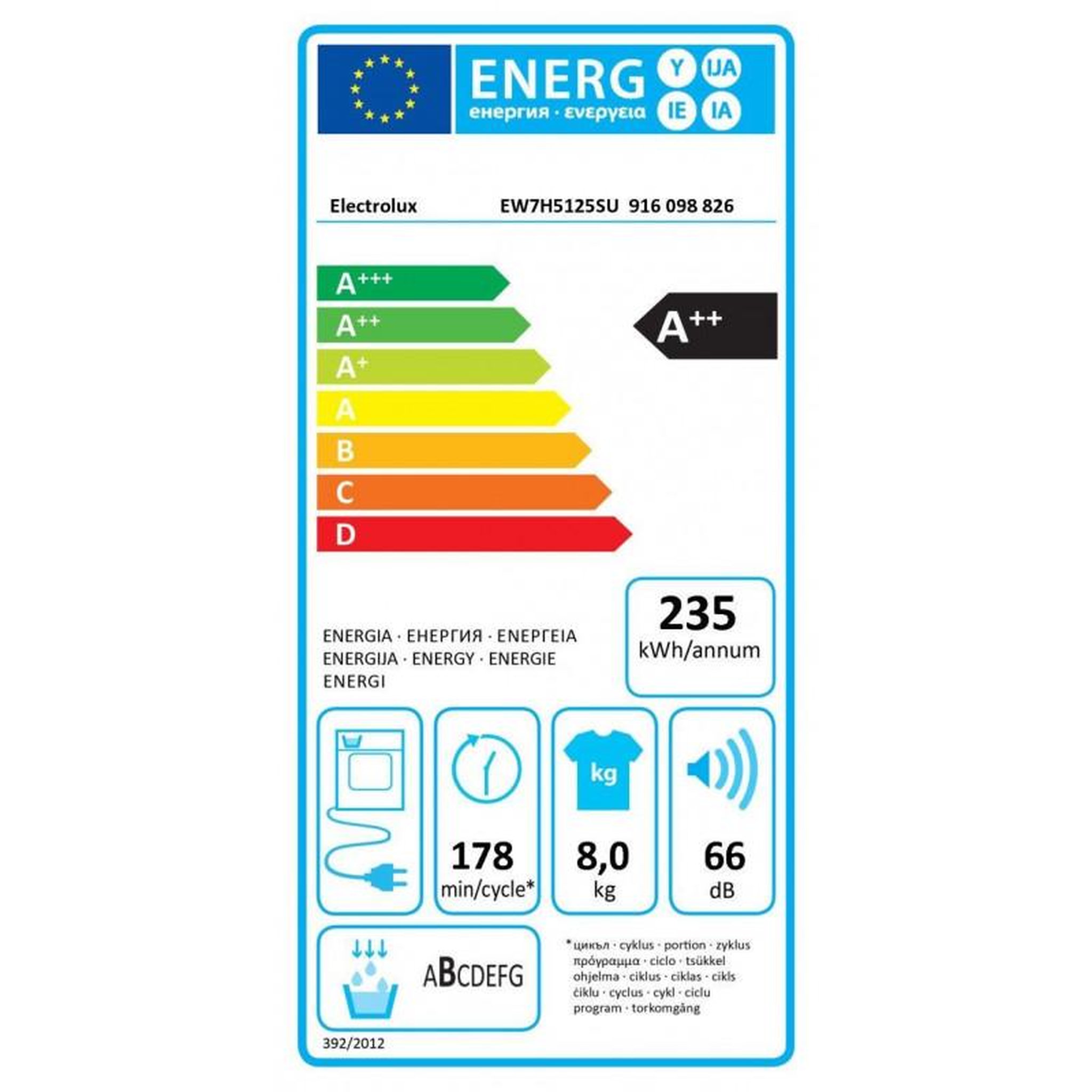 Voir la diapositive 3 : ELECTROLUX Sèche-linge pompe à chaleur à condensation 60cm 8kg blanc - ew7h5125su