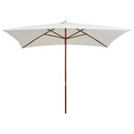 VIDAXL Parasol avec poteau en bois 200 x 300 cm Blanc creme