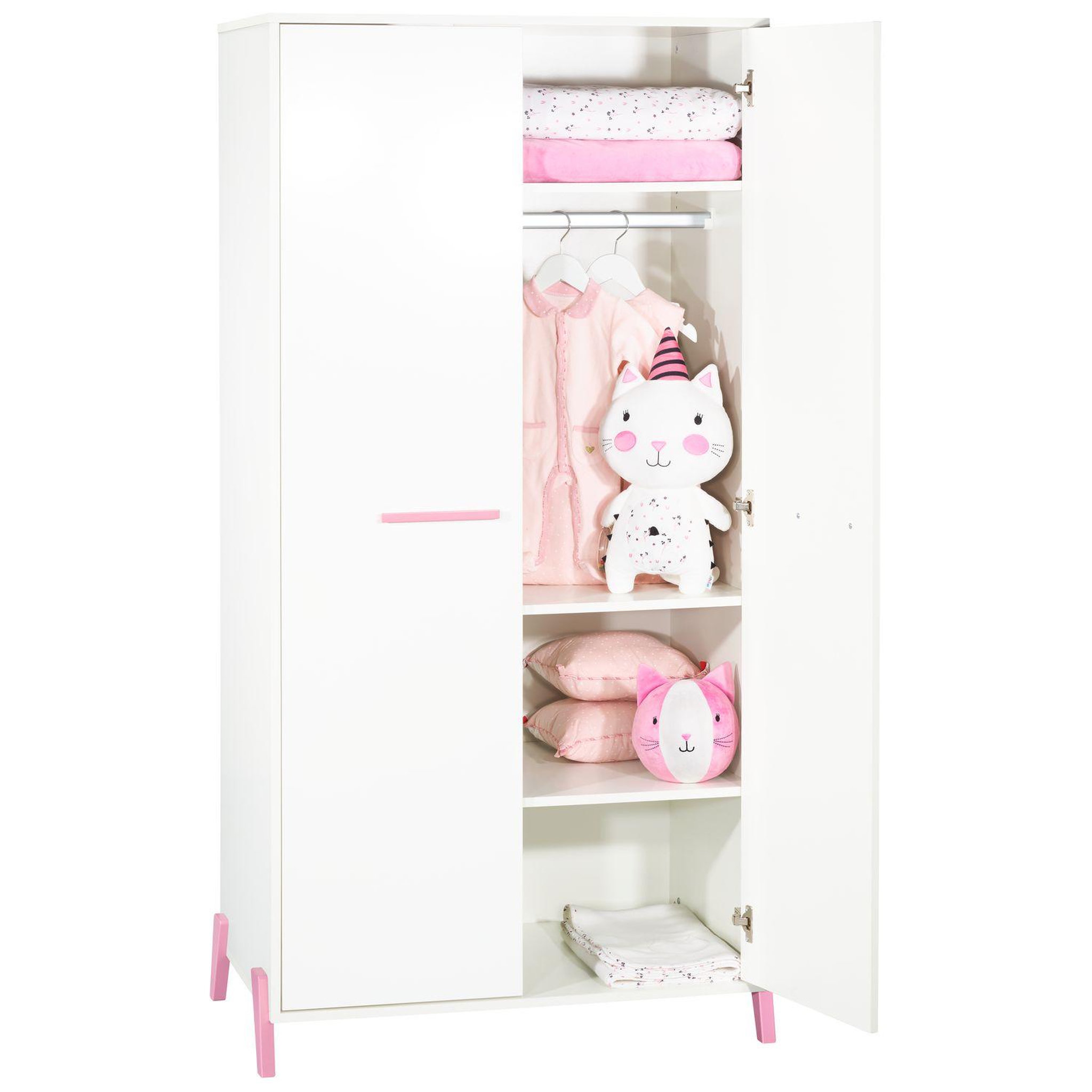 Voir la diapositive 2 : BABY PRICE Armoire bébé 2 portes JOY, coloris rose
