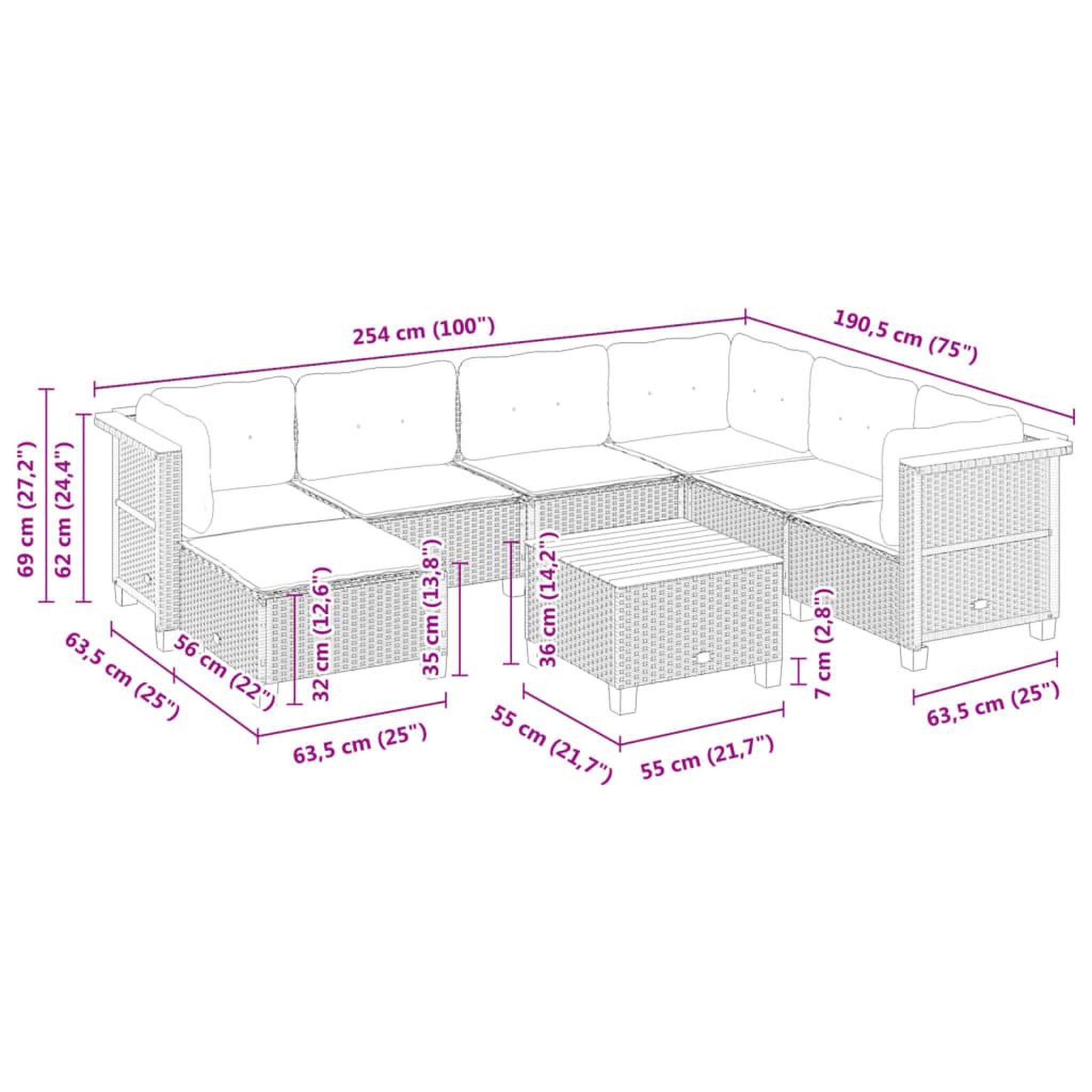 Voir la diapositive 6 : VIDAXL Salon de jardin 8 pcs avec coussins noir resine tressee