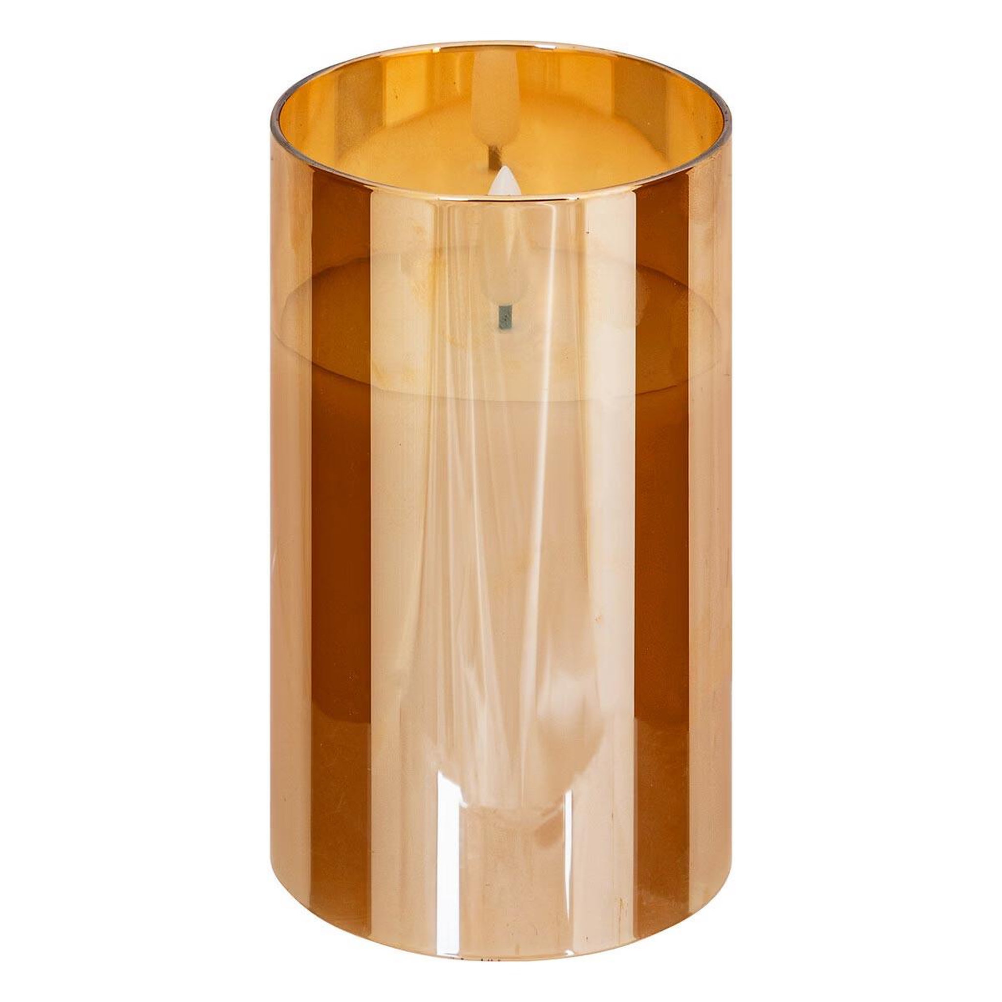 Voir la diapositive 3 : ATMOSPHERA Lot de 3 Bougies LED en Verre  Sena  15cm Ambre