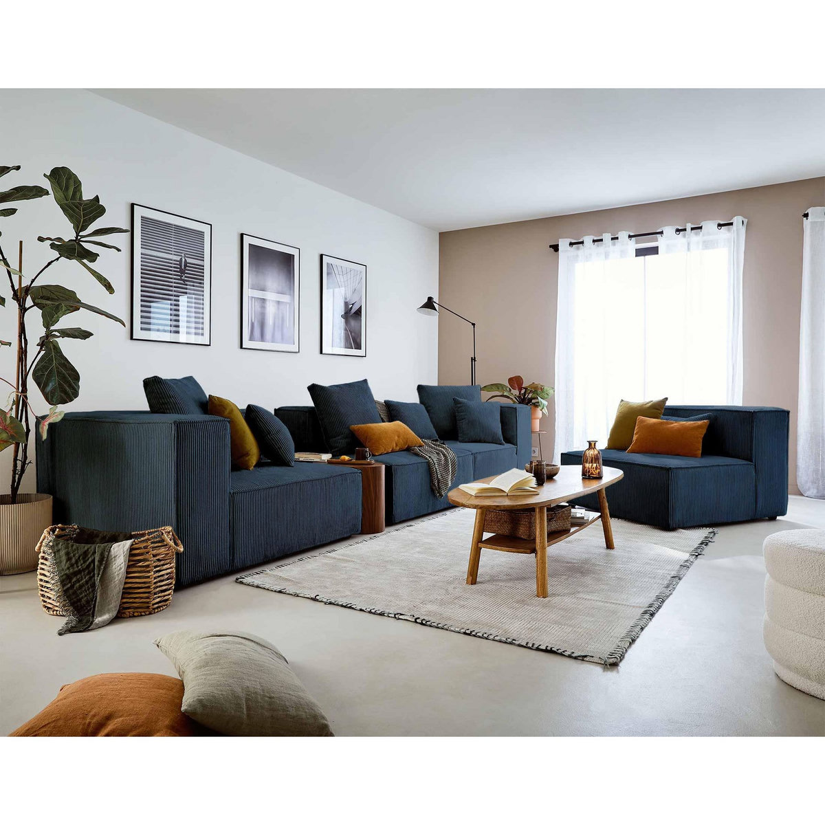 LISA DESIGN Colombine - module d'assise gauche - en velours côtelé