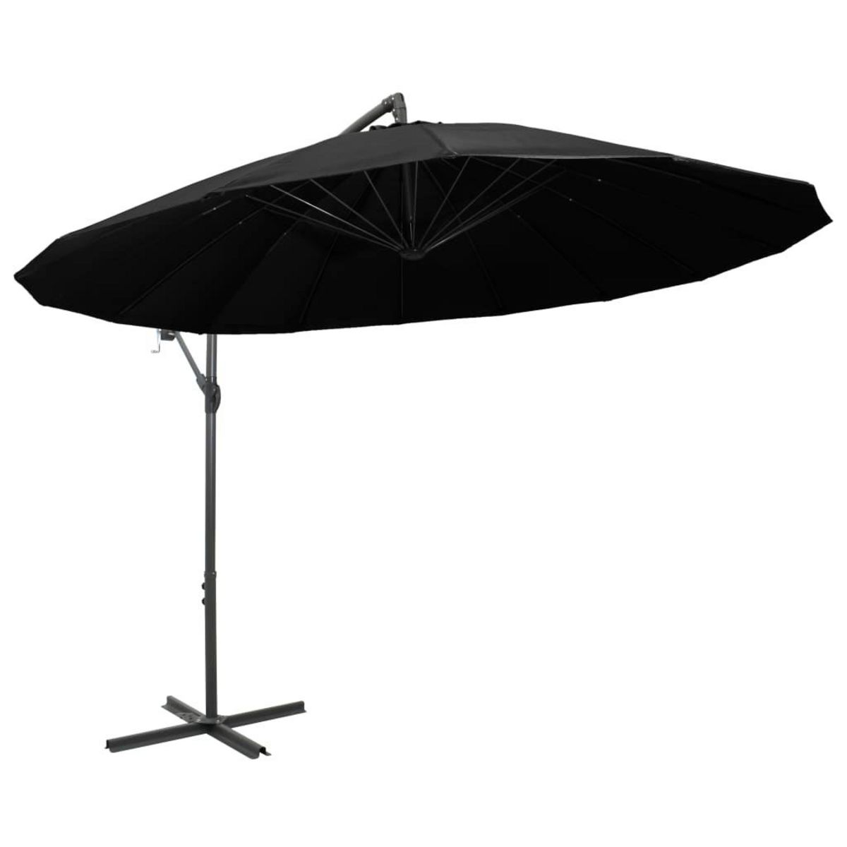 VIDAXL Parasol suspendu avec poteau noir 3 m