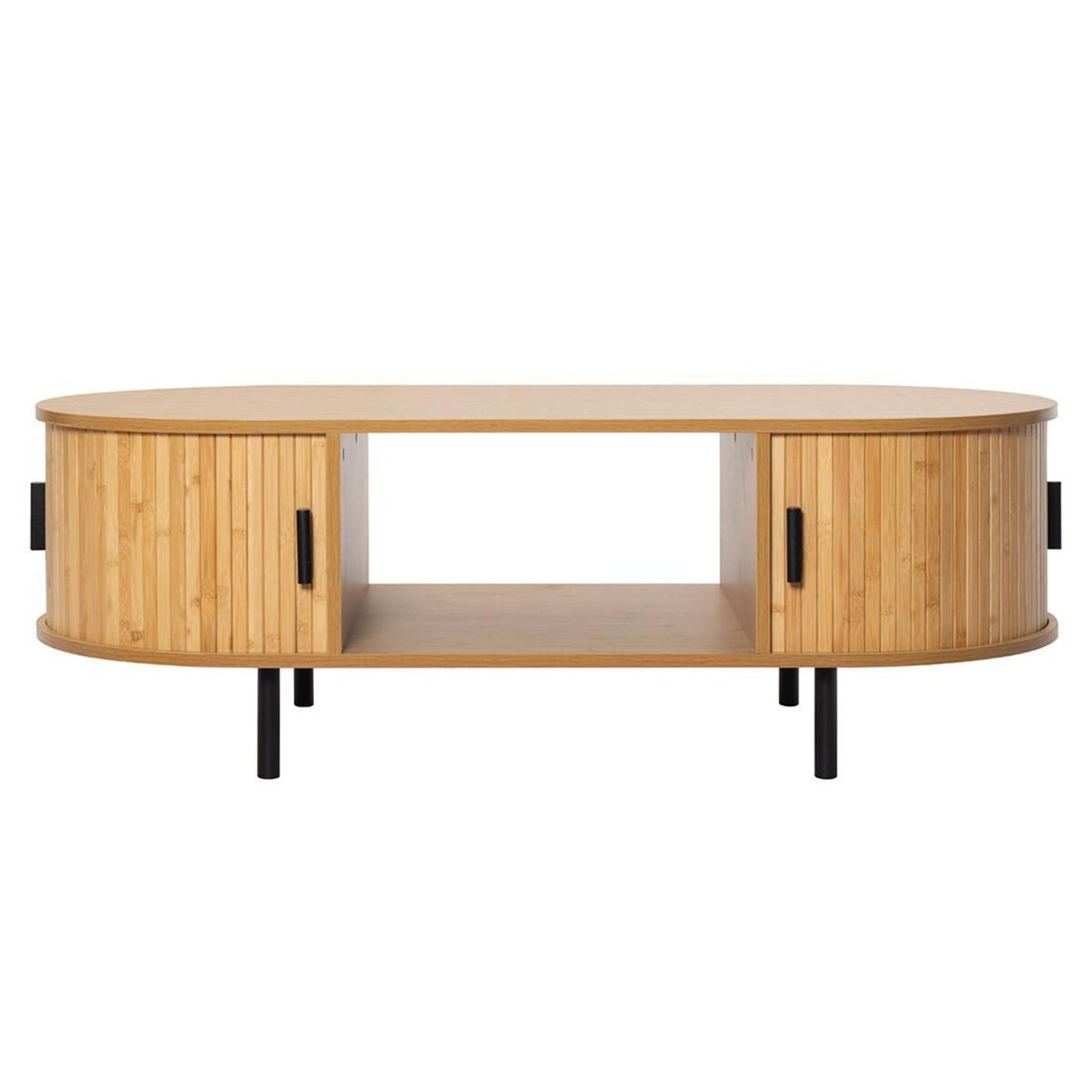 BEST MOBILIER Kofu - table basse - bambou - 2 portes et 1 niche - 120 cm