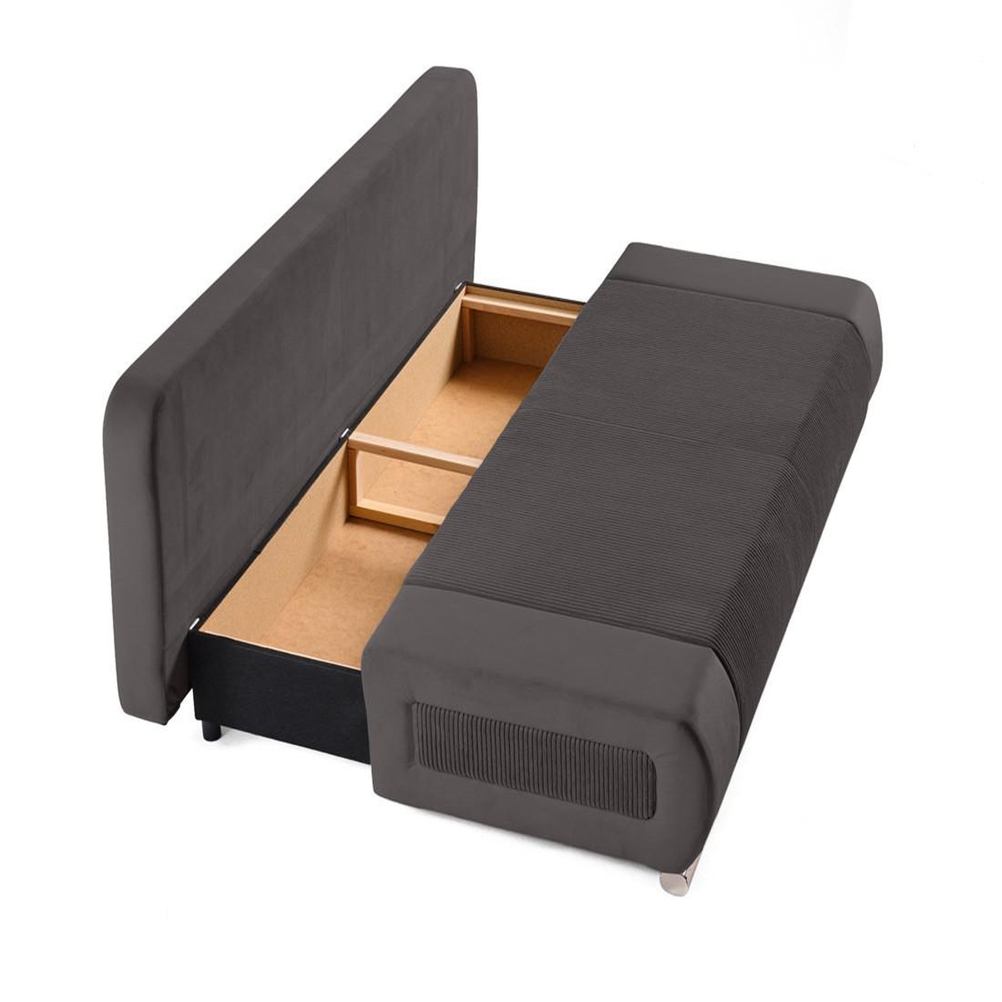 Voir la diapositive 2 : BEST MOBILIER Elio - canapé 3 places convertible - avec coffre - en velours et velours côtelé