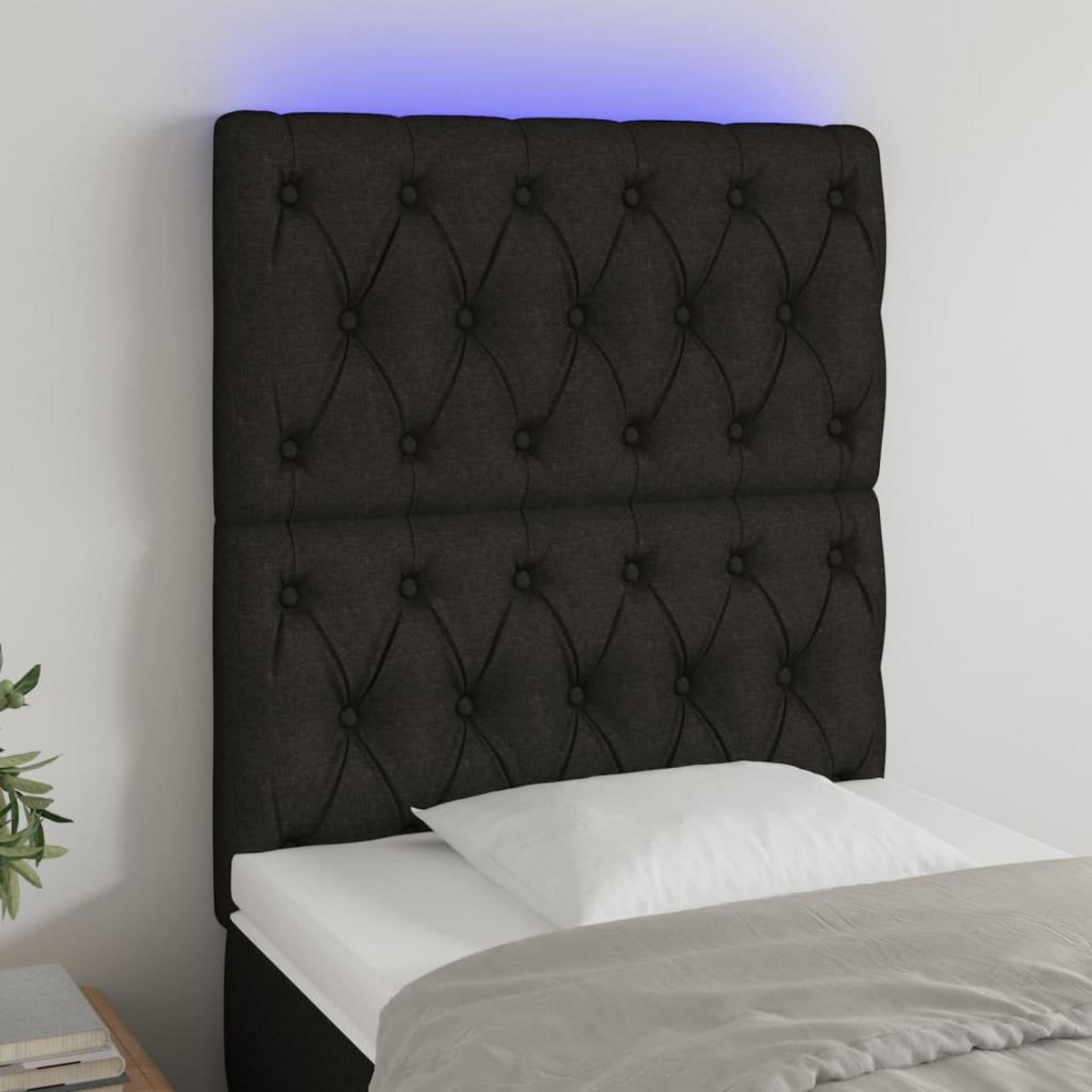 VIDAXL Tete de lit a LED Noir 80x7x118/128 cm Tissu