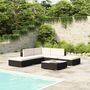 Voir la diapositive 1 : VIDAXL Salon de jardin 6 pcs avec coussins resine tressee noir