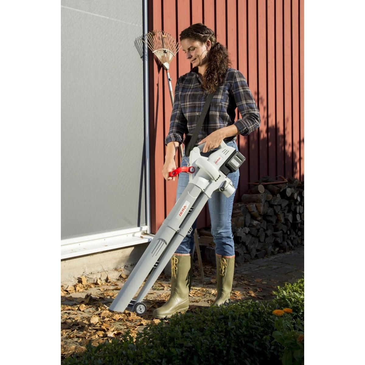 Ikra Souffleur de feuilles 3en1 Aspirateur Broyeur Souffleur 40V + 2 batteries lithium + Chargeur Double + Sac 45L IKRA