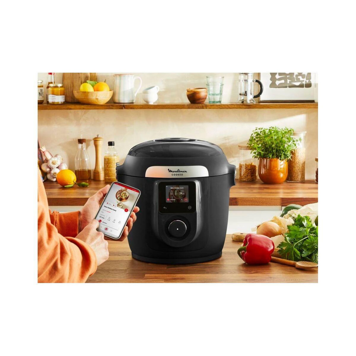 MOULINEX Cookeo YY5449FB noir connecté 6 L, 9 modes de cuisson + extra crisp