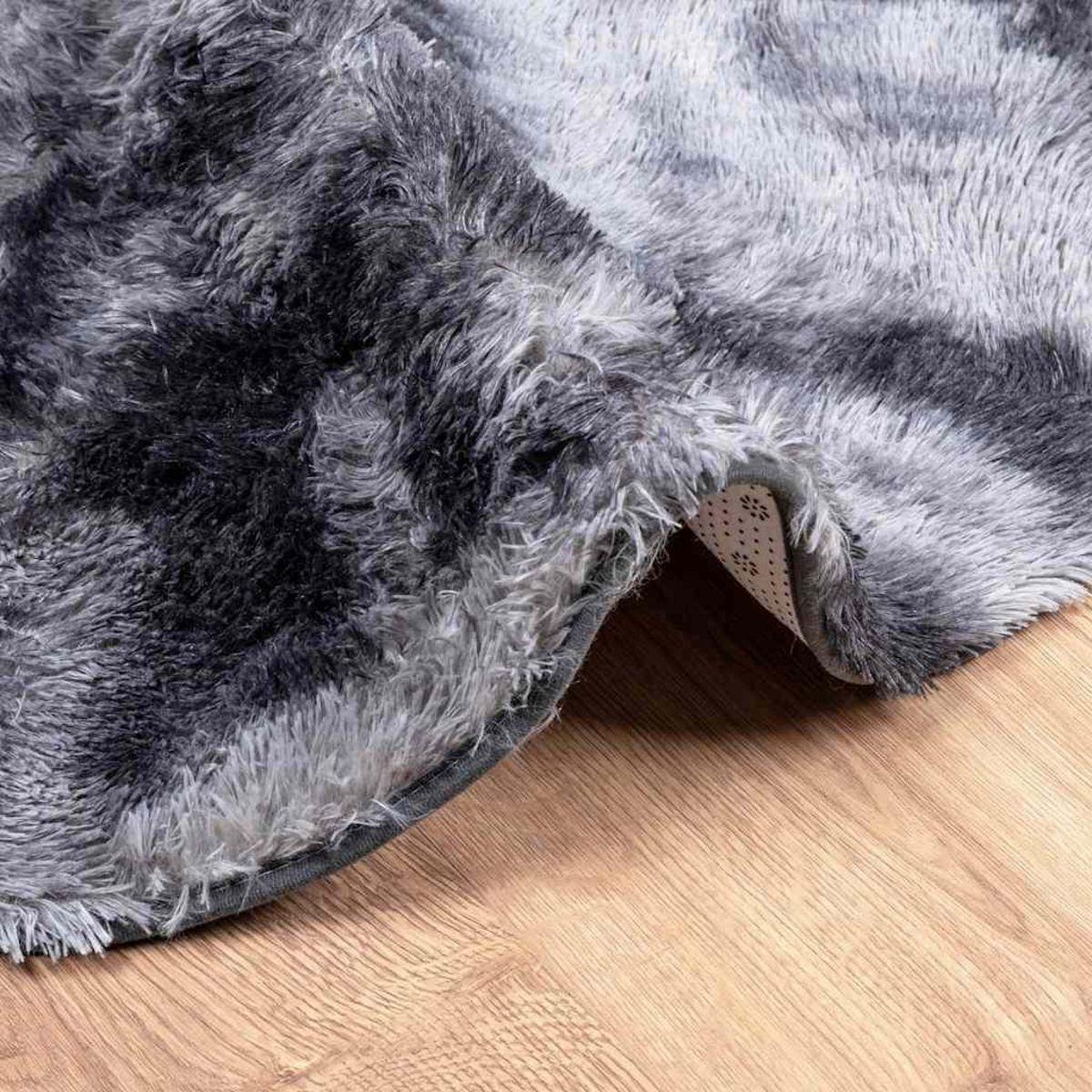 VIDAXL Tapis shaggy a poils longs NAVARRA gris fonce 120x120 cm