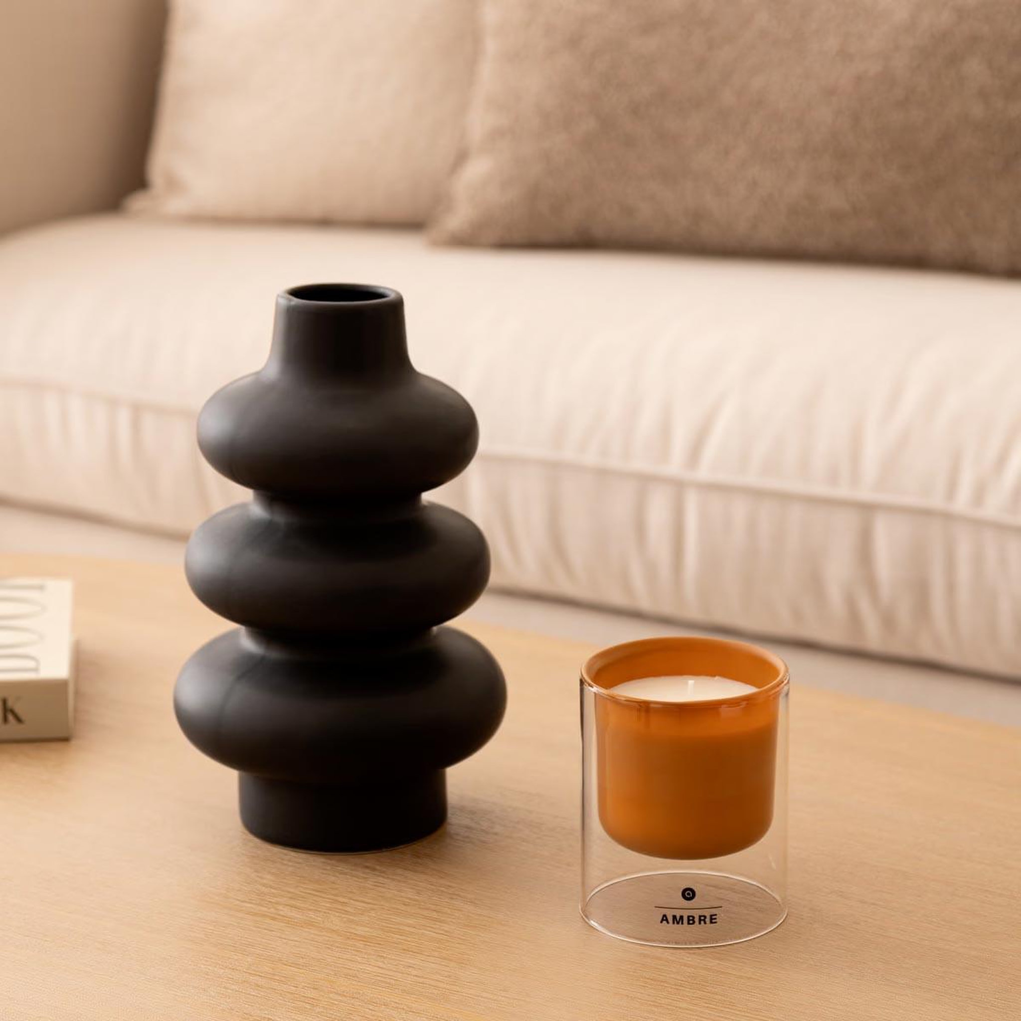 Voir la diapositive 2 : ATMOSPHERA Bougie parfumée en verre  ilan  220g ambre