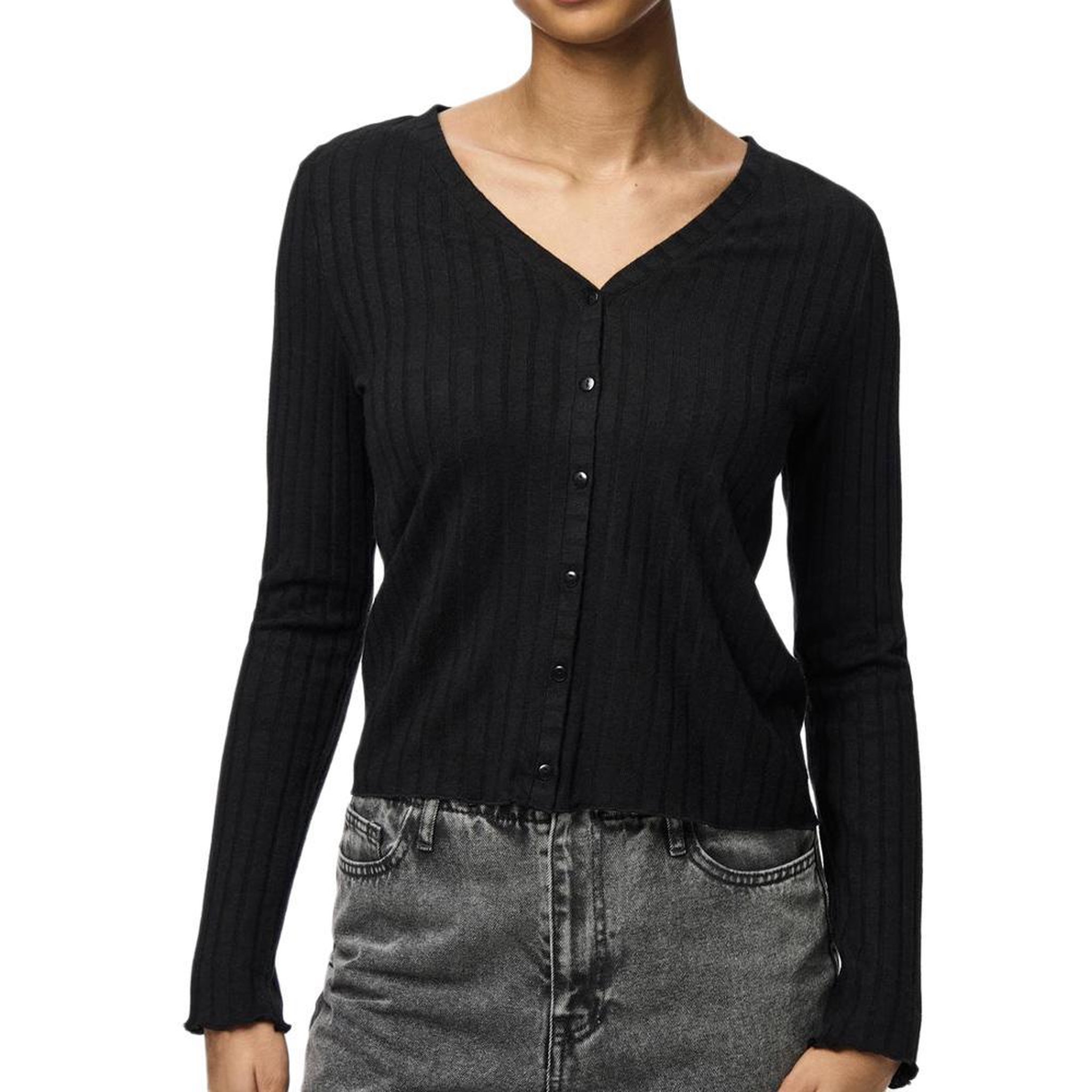 Pieces T Shirt Manches Longues  Femme Pieces 17154805. Coloris disponibles : Noir