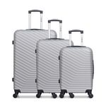 WAVE PARIS WAVE PARIS - Lot de 3 - Valise grand format, valise weekend et valise cabine LENA. Coloris disponibles : Gris, Bleu, Rose