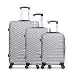 WAVE PARIS WAVE PARIS - Lot de 3 - Valise grand format, valise weekend et valise cabine LENA. Coloris disponibles : Rose, Bleu, Gris
