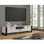 Voir la diapositive 3 : BEST MOBILIER Donnely - meuble tv - blanc et noir - 2 portes, 1 tiroir et 1 niche - 200 cm