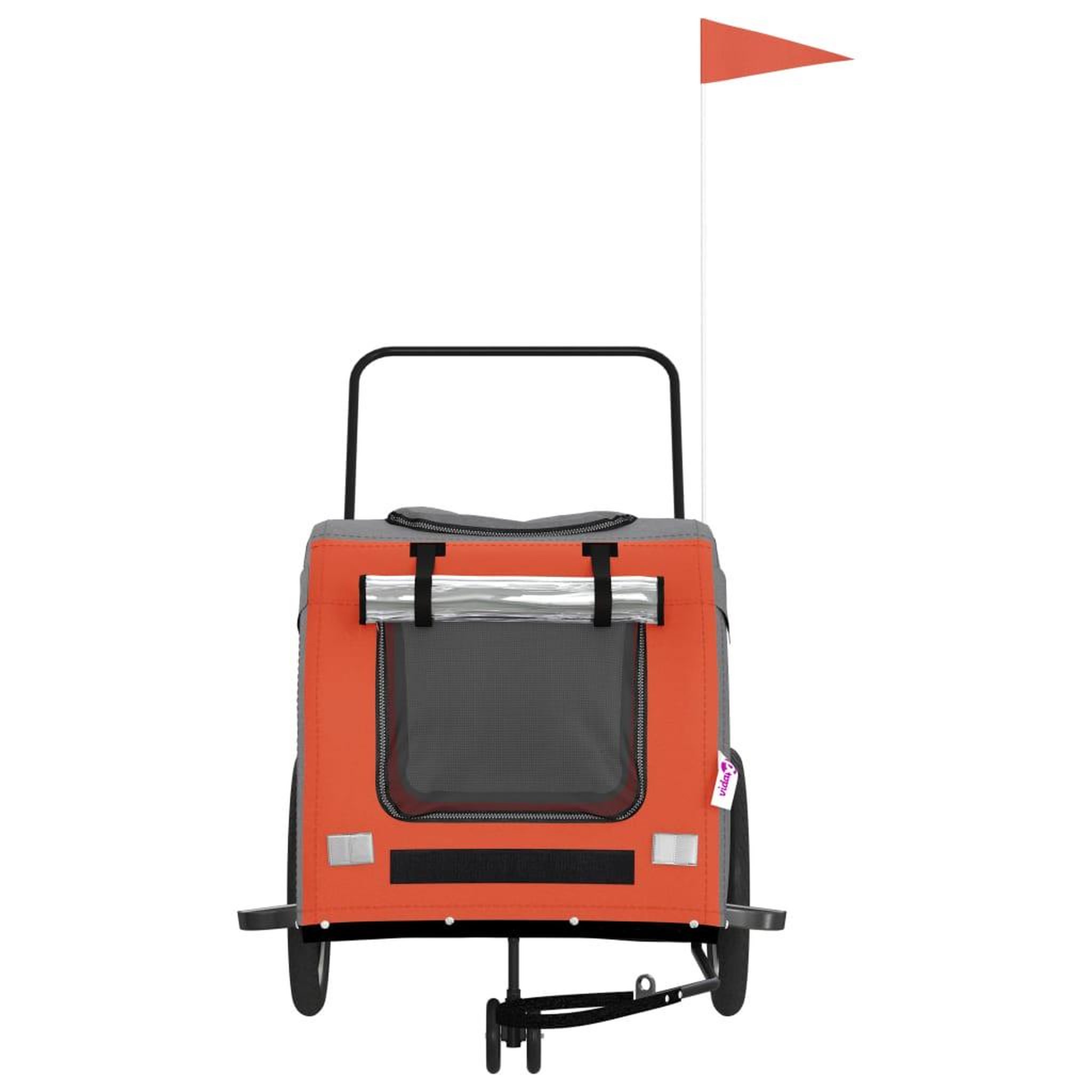 Voir la diapositive 4 : VIDAXL Remorque de velo pour animaux de compagnie orange et gris