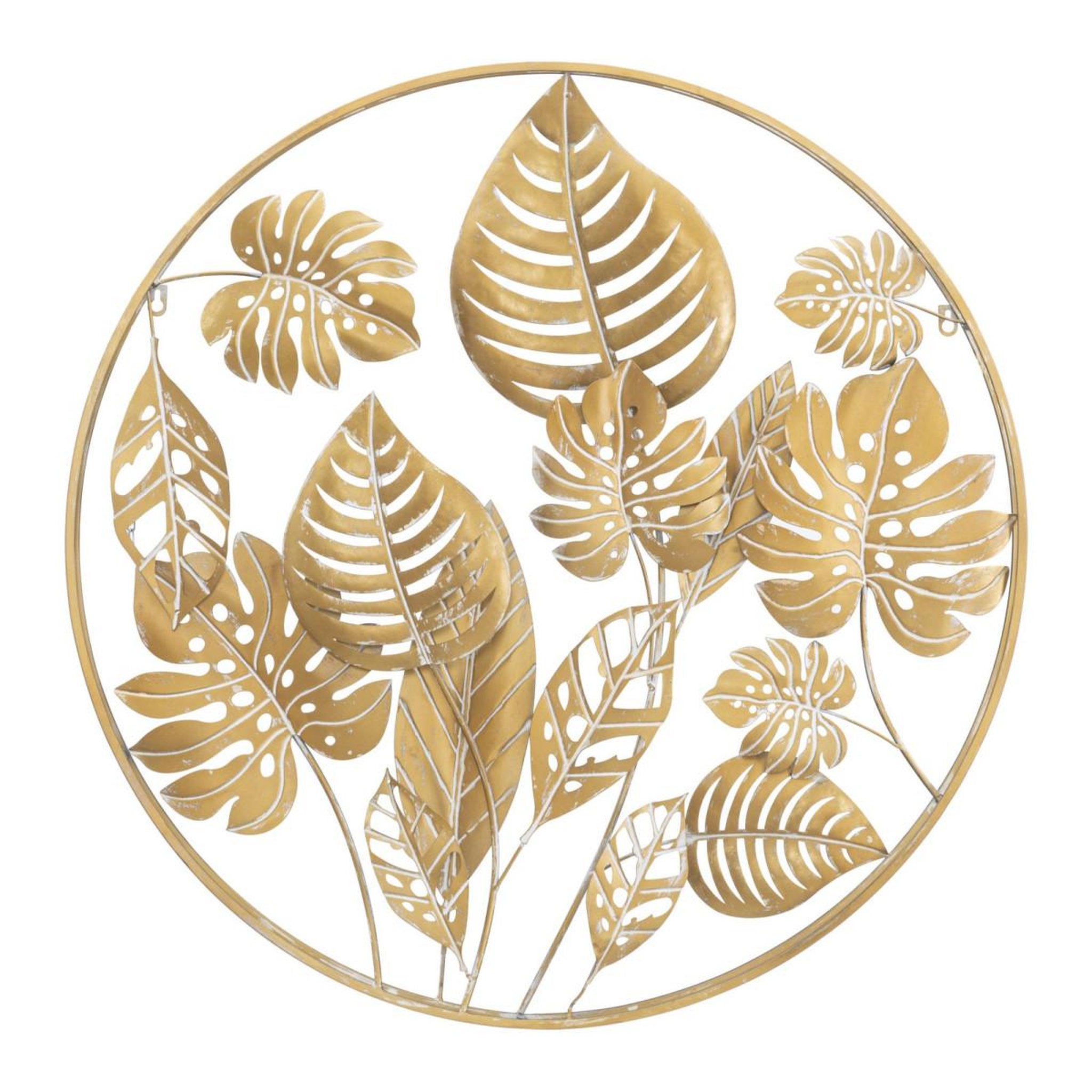 Paris Prix Décoration murale ronde en métal  jungle  80cm or