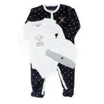 ELLE EST OU LA MER Ensemble de Naissance /Blanc Bébé EOM Pazoly. Coloris disponibles : Bleu