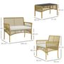 Voir la diapositive 3 : OUTSUNNY Salon de jardin 4 places 4 pièces style colonial table basse coussins inclus résine tressée filée aspect rotin beige