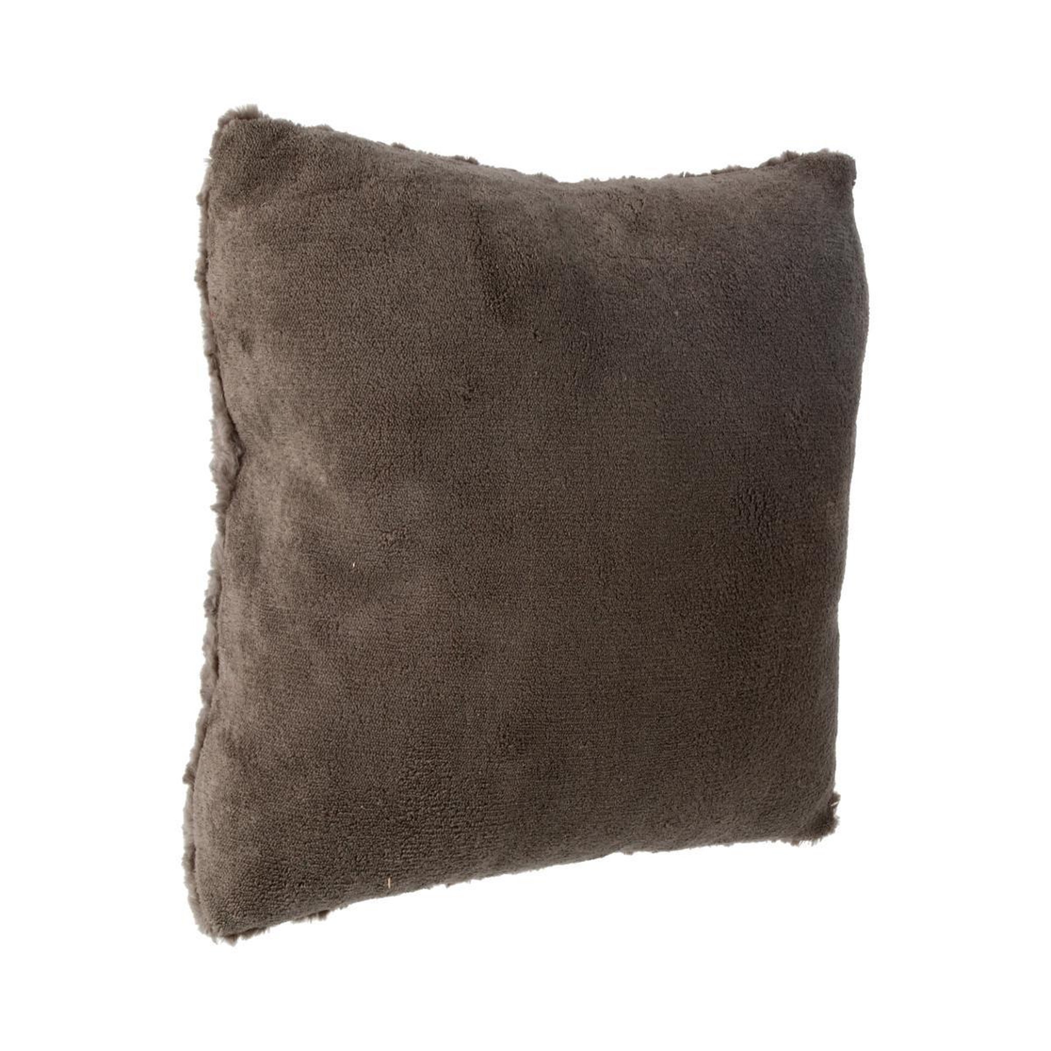 Voir la diapositive 3 : ATMOSPHERA Coussin imitation fourrure  bouclée  45x45cm taupe