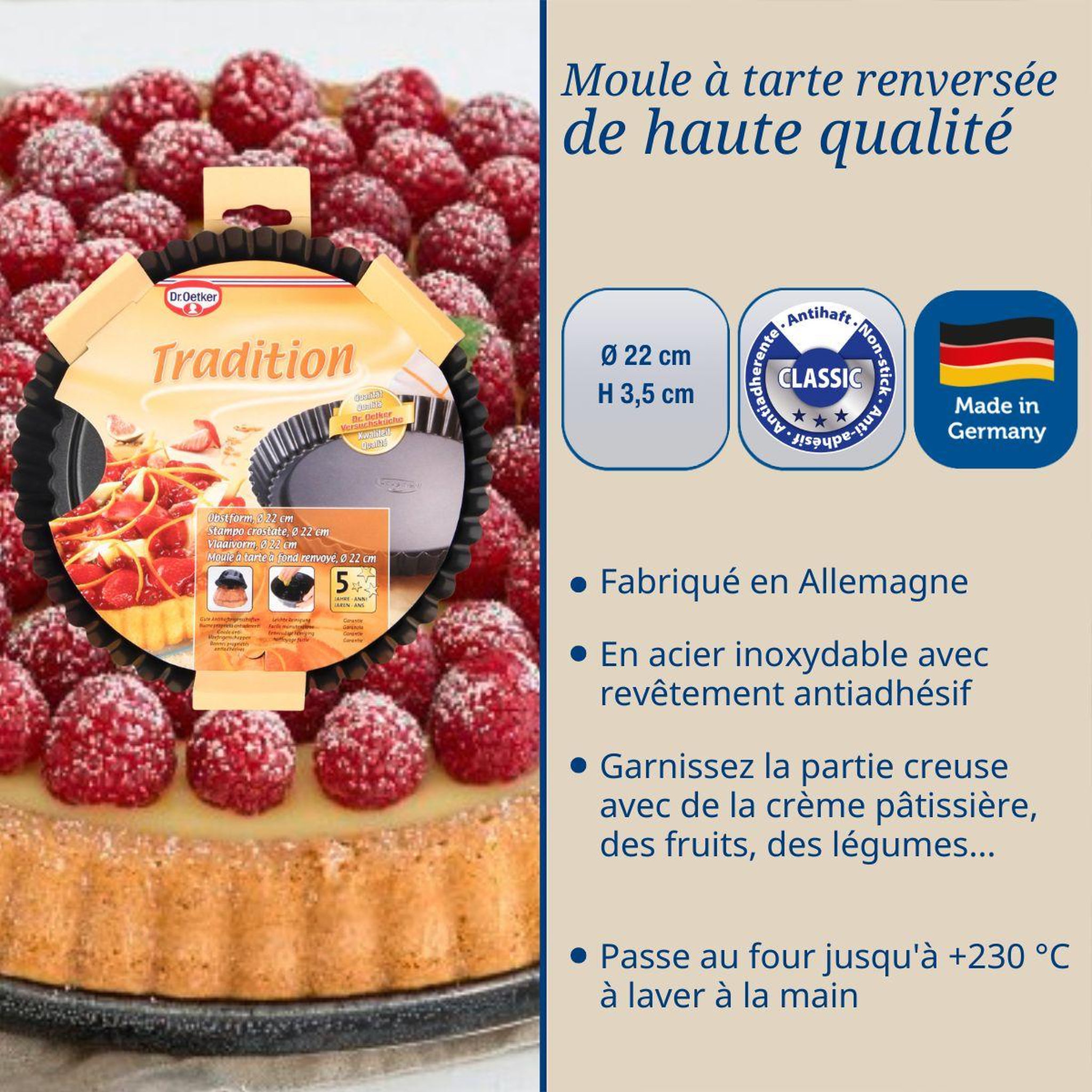 Voir la diapositive 3 : DR.OETKER Moule à tarte renversée 22 cm dr.oetker tradition