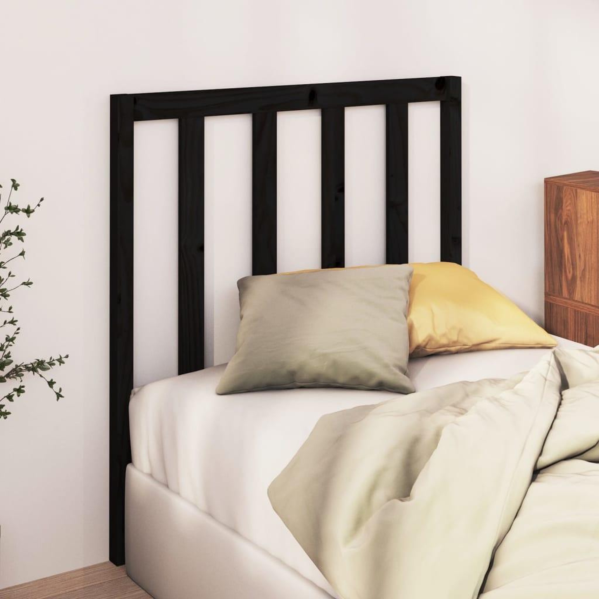 Voir la diapositive 3 : VIDAXL Tete de lit Noir 95x4x100 cm Bois massif de pin
