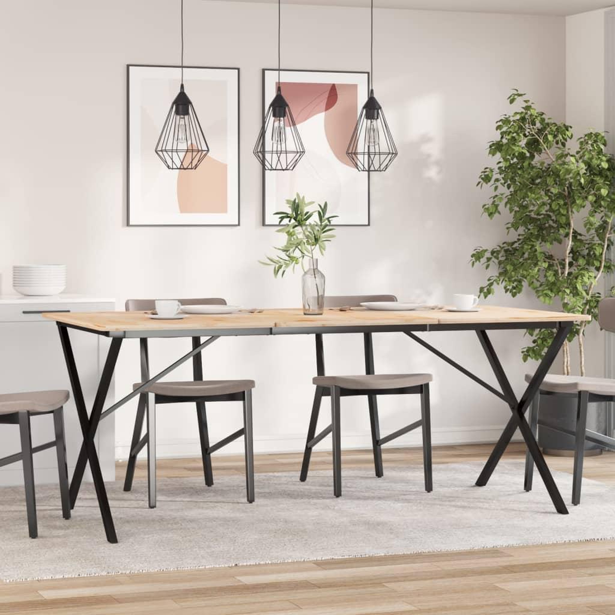 Voir la diapositive 3 : VIDAXL Pieds de table a manger cadre en X 160x80x73 cm acier