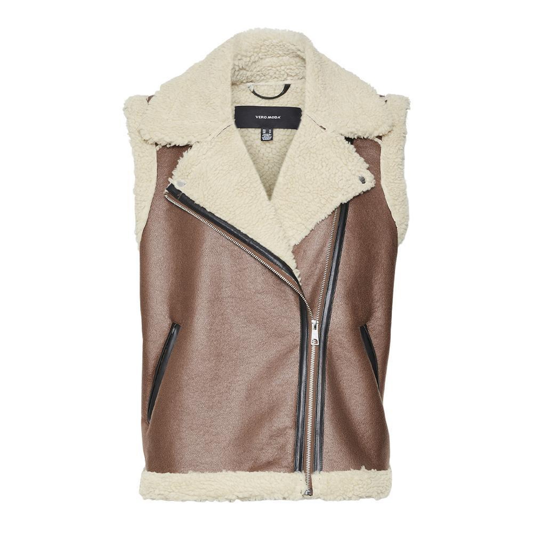 Voir la diapositive 3 : Vero Moda Veste Sans Manches Camel/Écru Femme Vero Moda Waistcoat