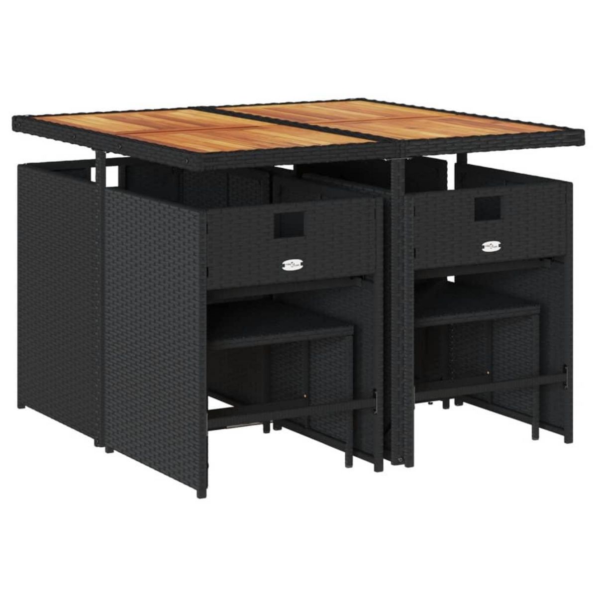 VIDAXL Ensemble a manger de jardin 9pcs coussins noir resine tressee