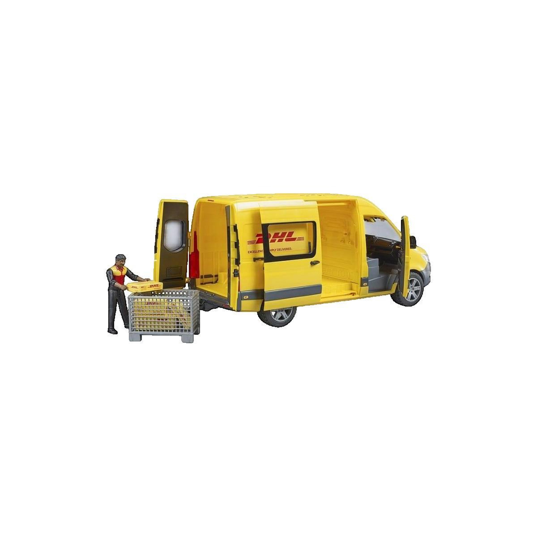 Voir la diapositive 2 : Bruder Véhicule Bruder MB Sprinter DHL jaune