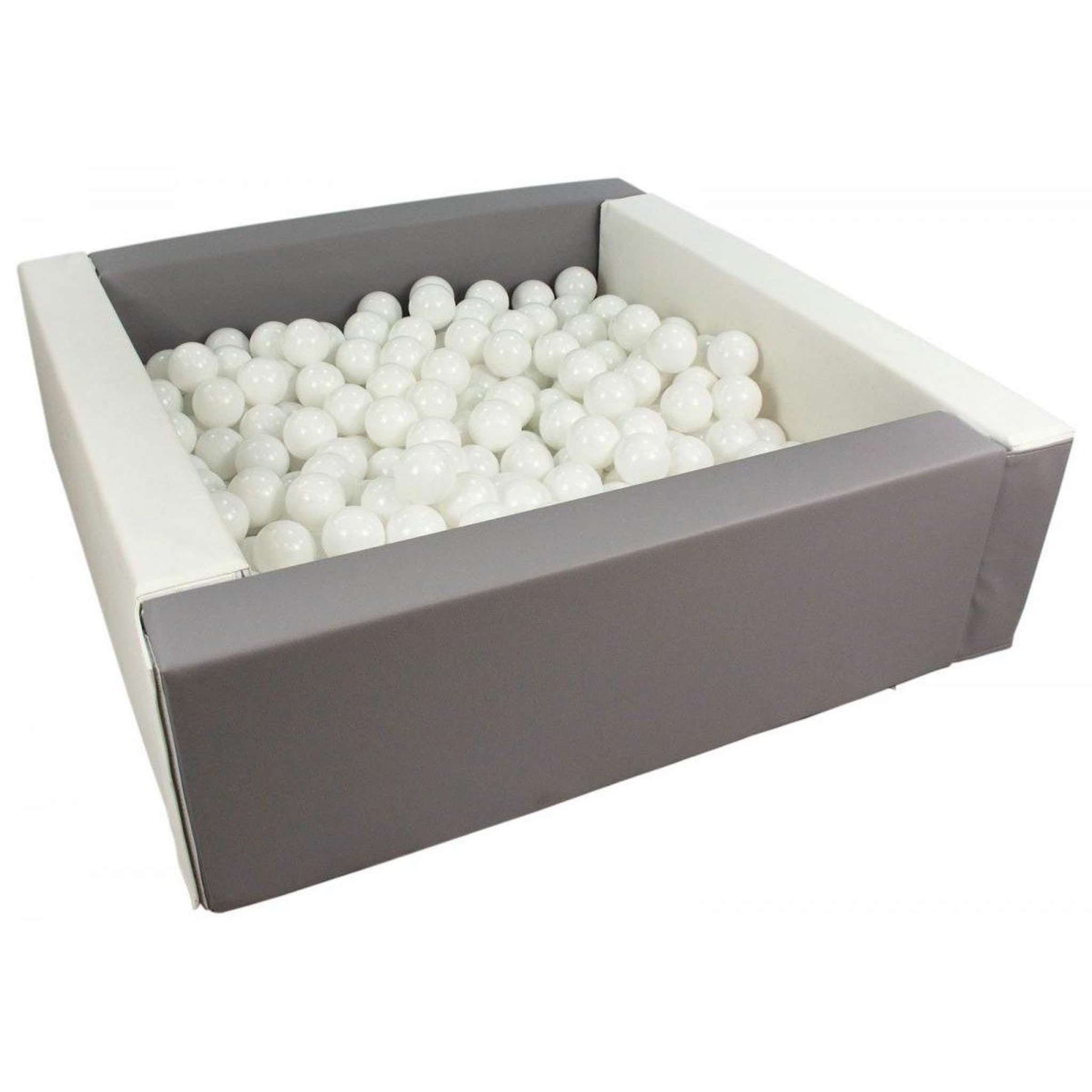 VELINDA Piscine à balles carrée avec 300 balles - blanc, gris/blanc