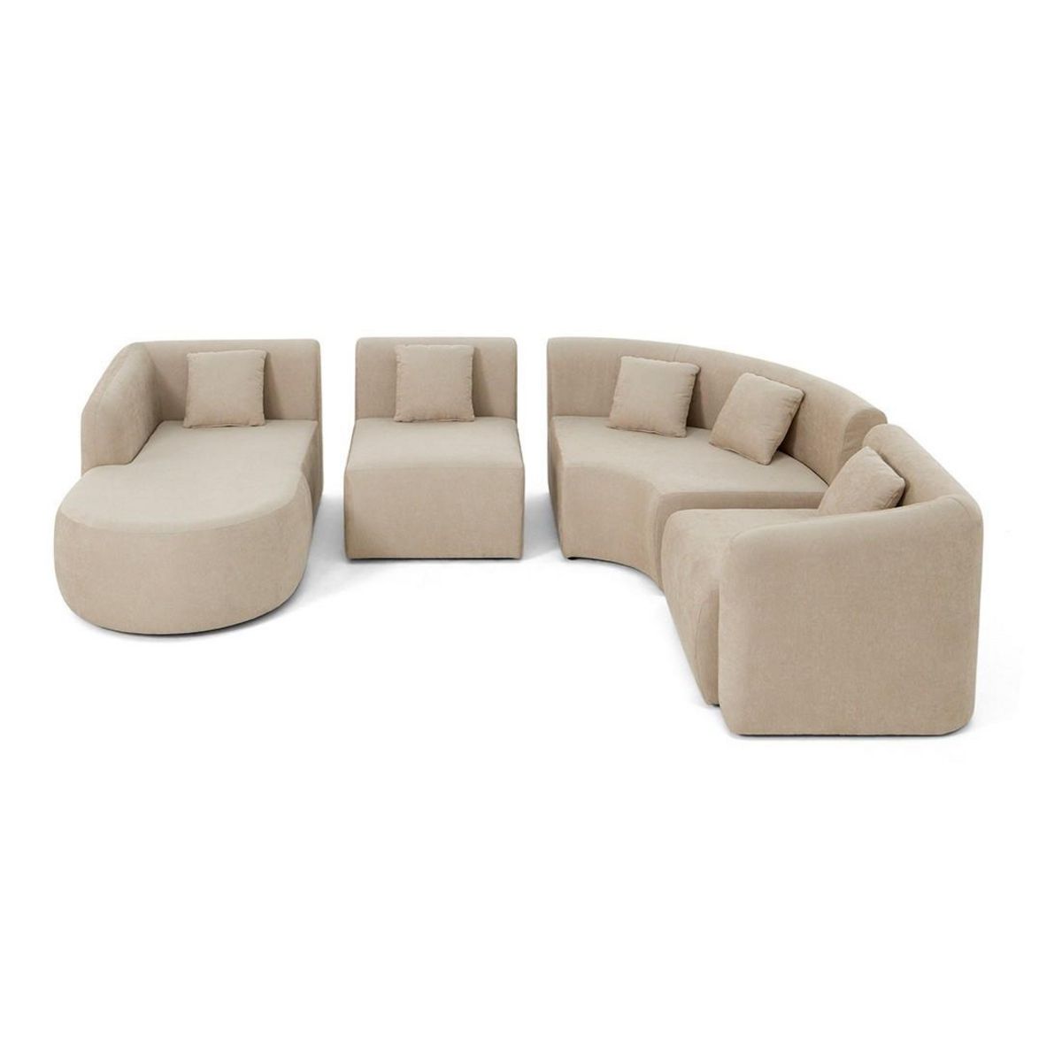 LISA DESIGN Ikare - canapé modulable d'angle gauche - 5 places - avec méridienne - en tissu