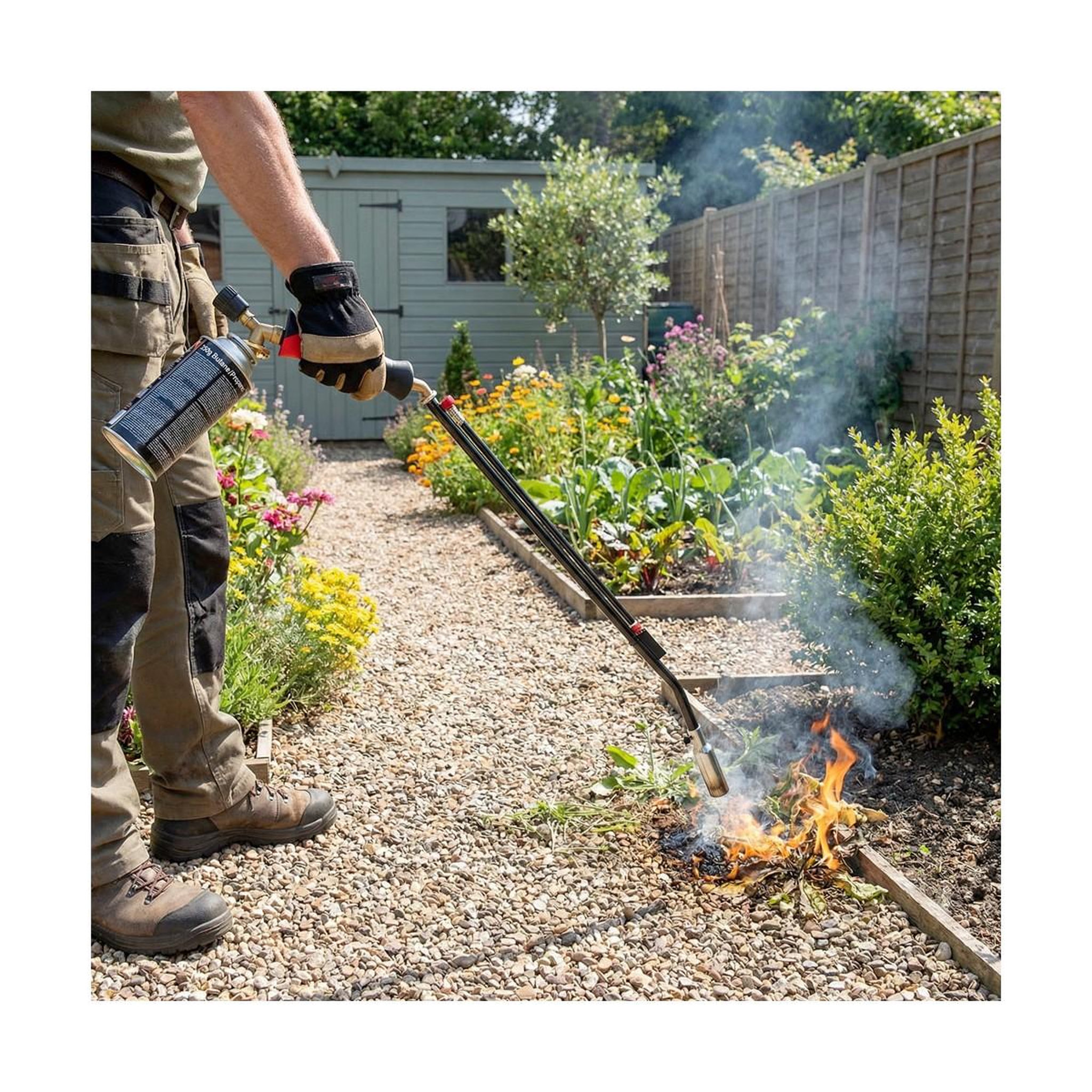 Voir la diapositive 4 : INTEC Désherbeur thermique à gaz 1100w brule herbes allumage piezo + adaptateur multicartouche de gaz elimine mauvaises herbes intec
