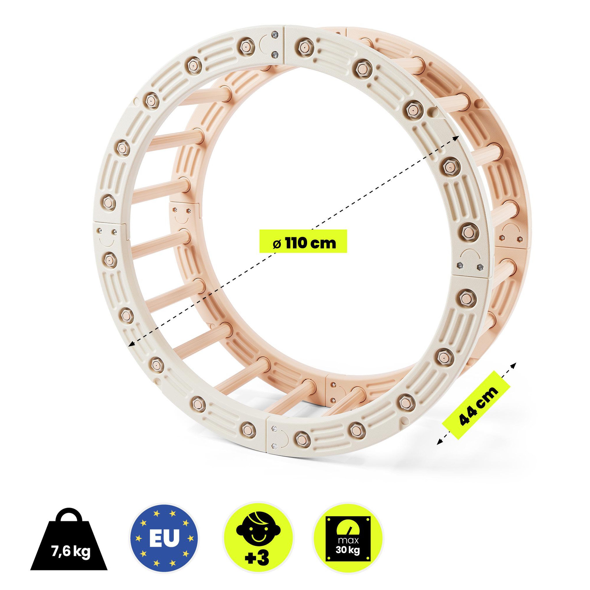 Voir la diapositive 3 : HYPERMOTION Roue de gymnastique modulable 4-en-1 HyperMotion beige-gris pour enfants