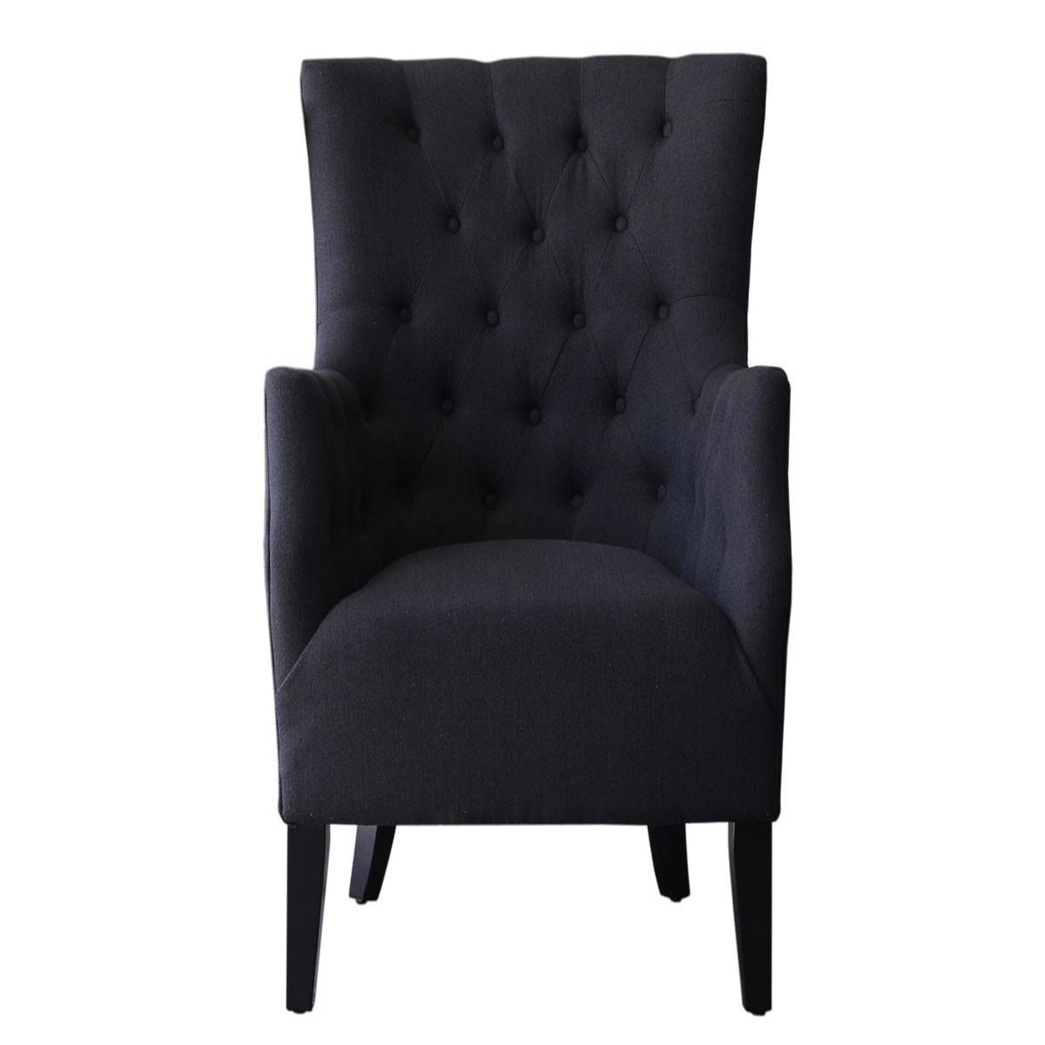 Voir la diapositive 2 : Habitat et Jardin Fauteuil scandinave tissu  duchesse  - 76 x 83 x 100,5 cm - noir